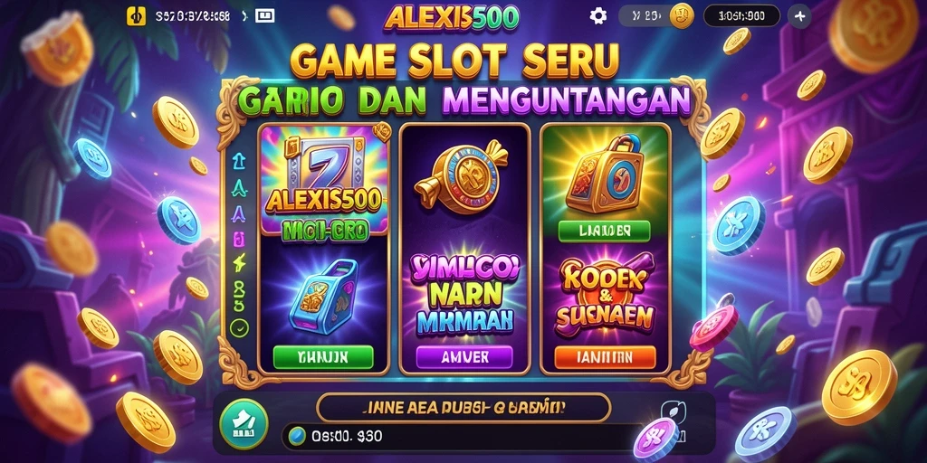 Gameplay ALEXIS500 menampilkan mesin slot yang menarik dan fitur bonus.