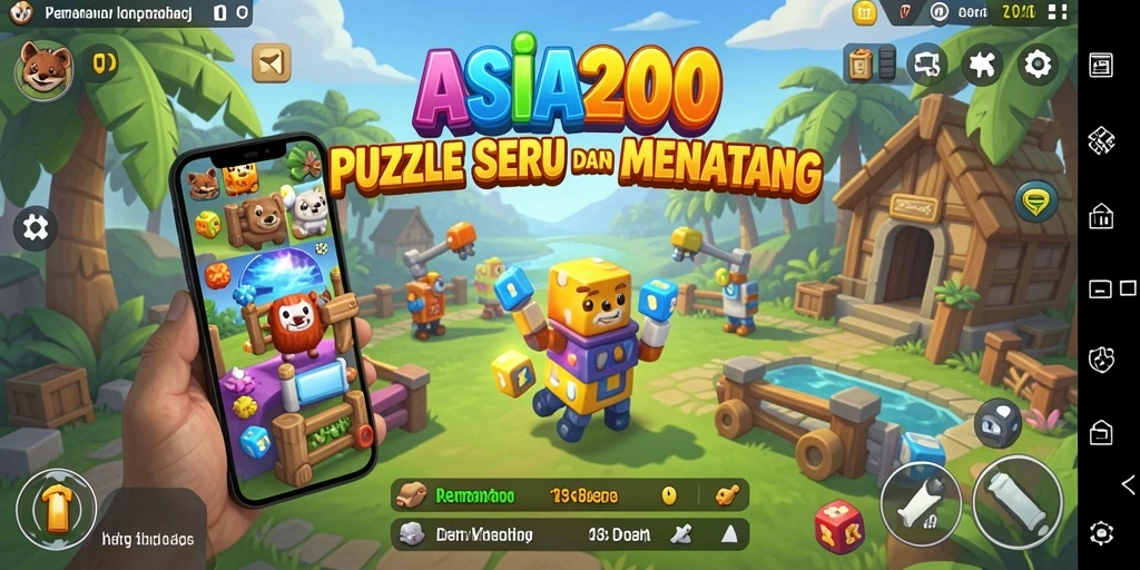 Screenshot gameplay ASIA200 yang menunjukkan tantangan puzzle.