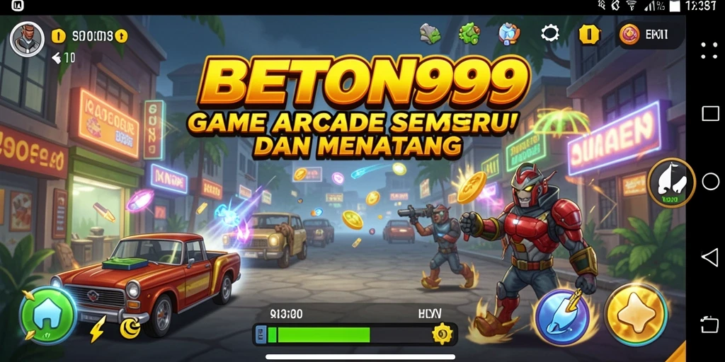 Screenshot menunjukkan karakter dalam aksi gameplay Arcade yang intens.