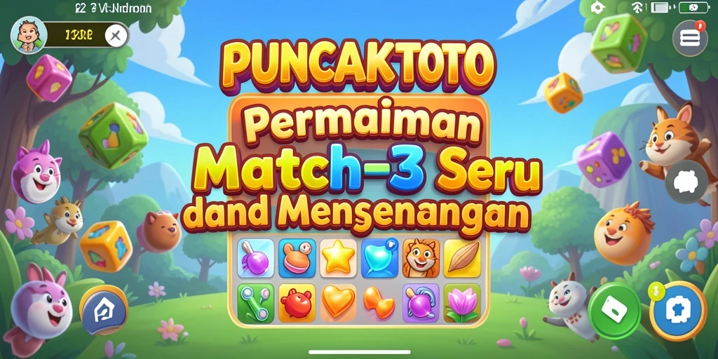 Tampilan gameplay seru di PUNCAKTOTO dengan tantangan Match-3.