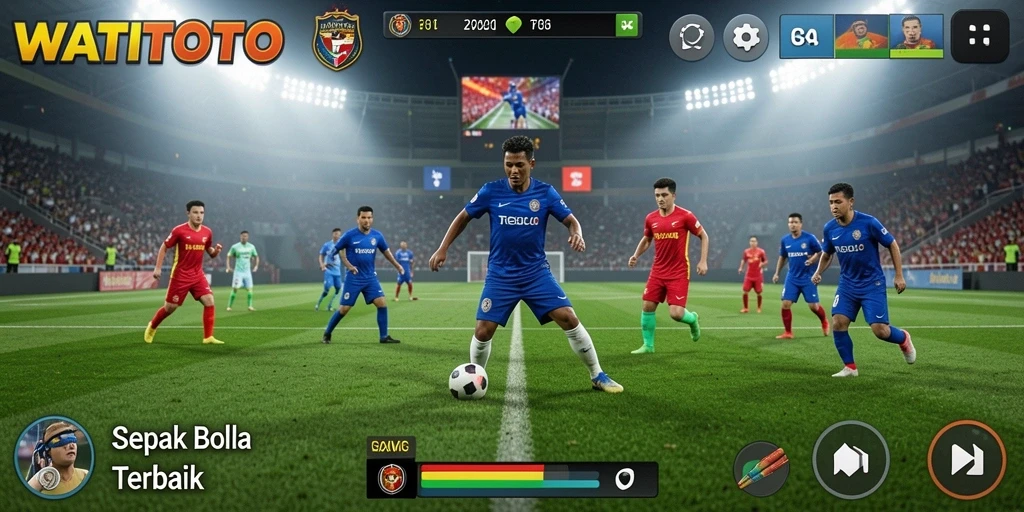Tampilan gameplay menegangkan di lapangan sepak bola.